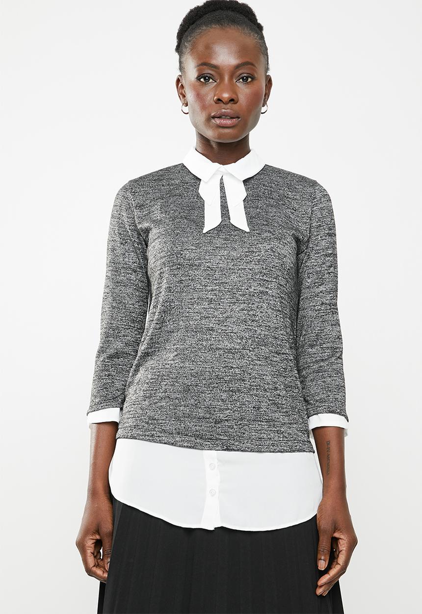 edit - Combo top - grey & white