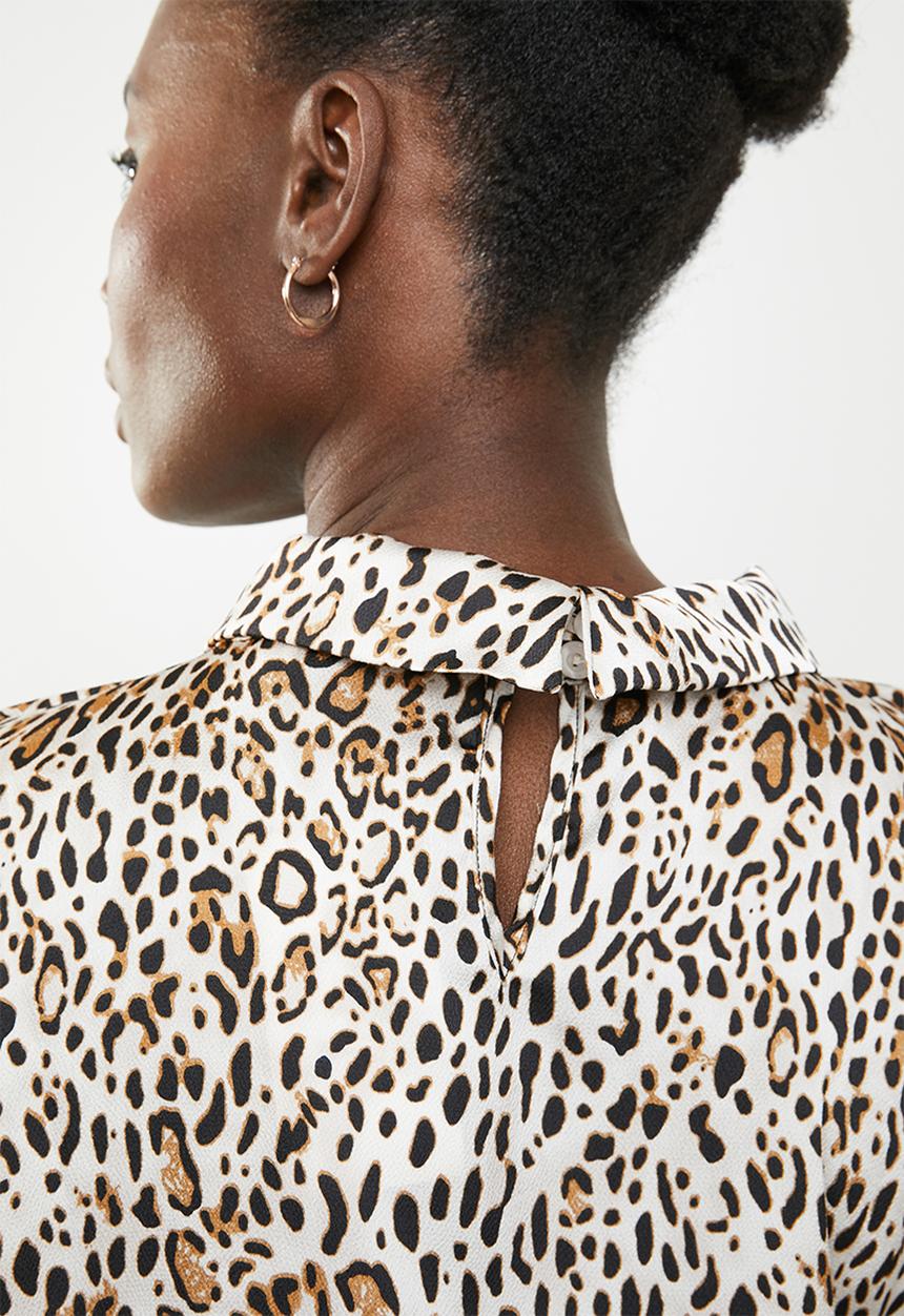 edit - Lantern sleeve blouse - cream & brown