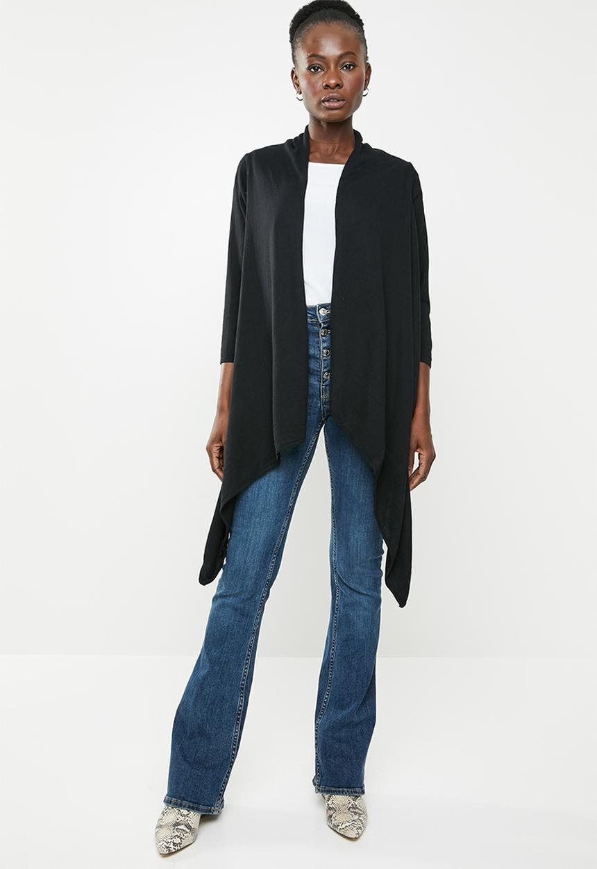 edit - Light weight waterfall cardi - black