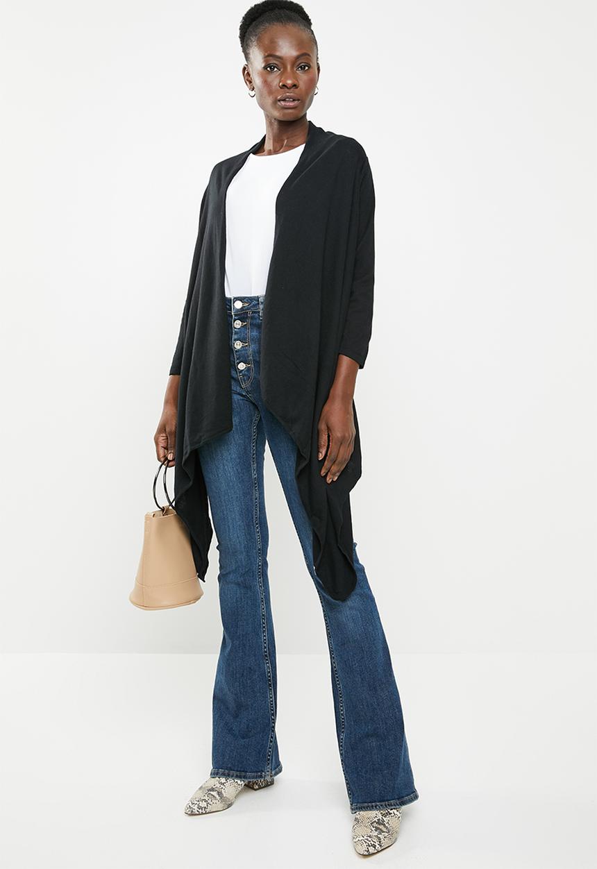 edit - Light weight waterfall cardi - black
