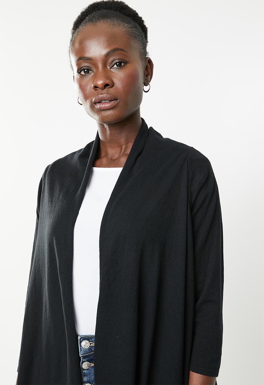 edit - Light weight waterfall cardi - black