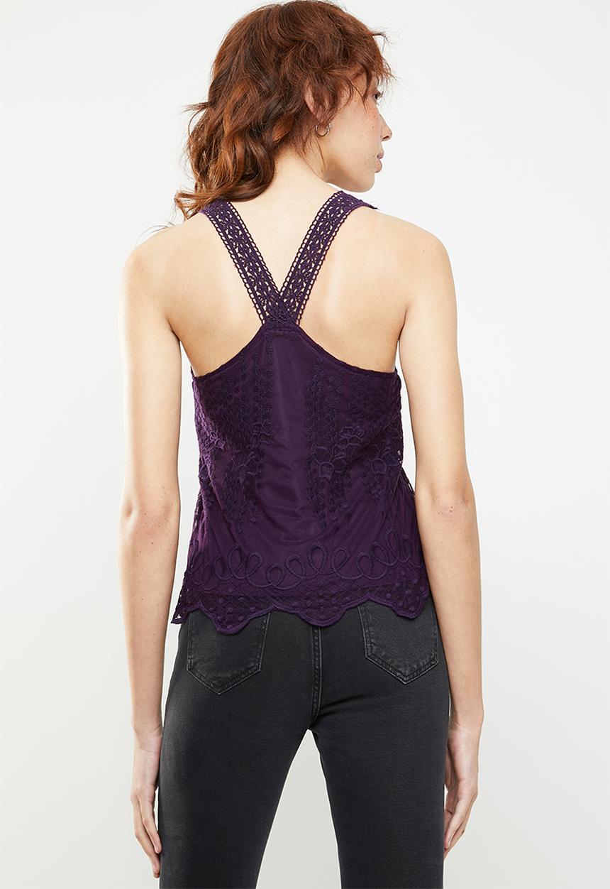 c(inch) - Lace trim cami - purple
