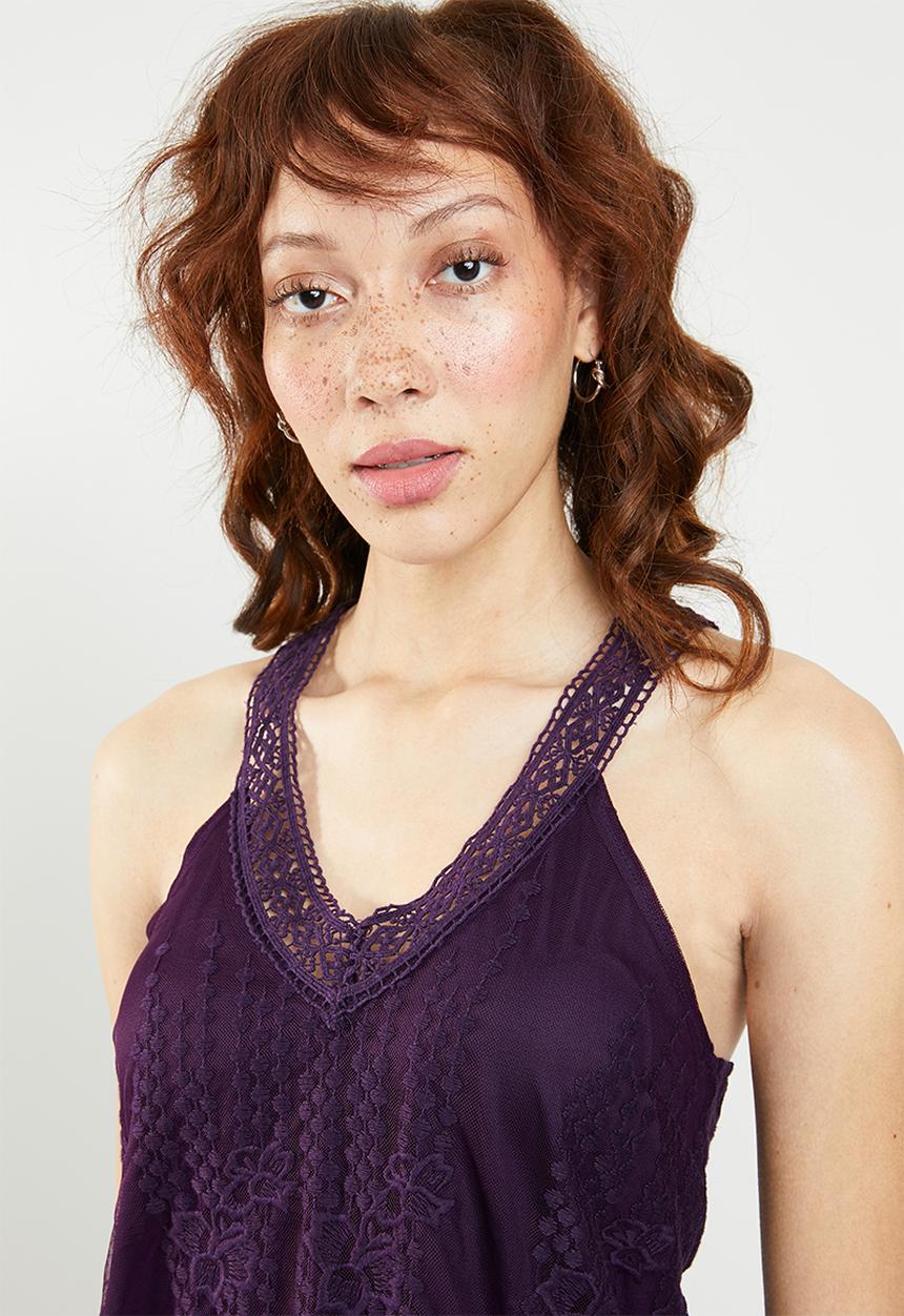 c(inch) - Lace trim cami - purple