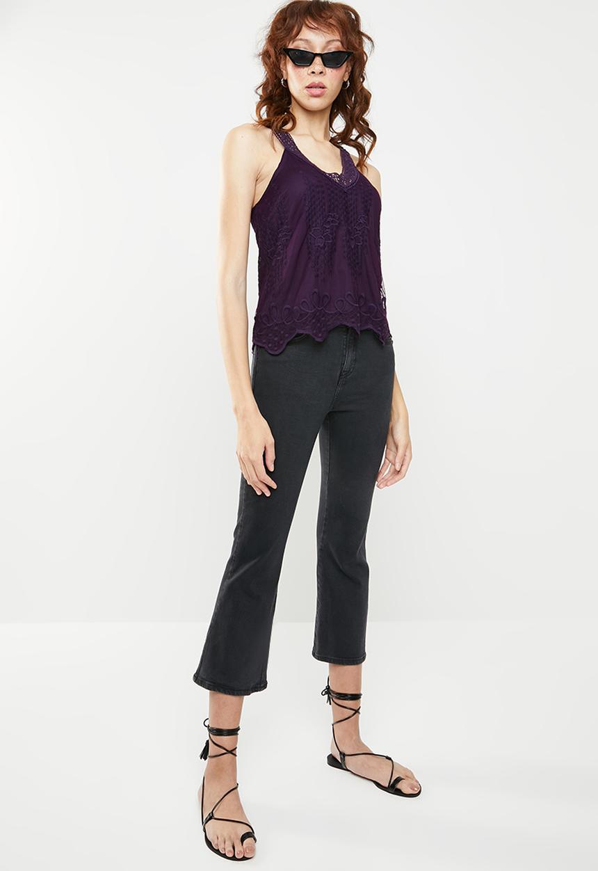 c(inch) - Lace trim cami - purple