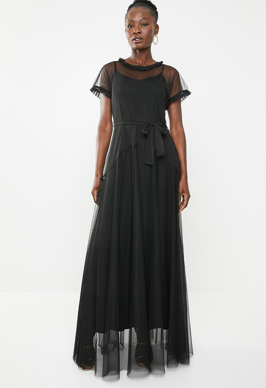 AMANDA LAIRD CHERRY - Phateka sheer maxi dress - black