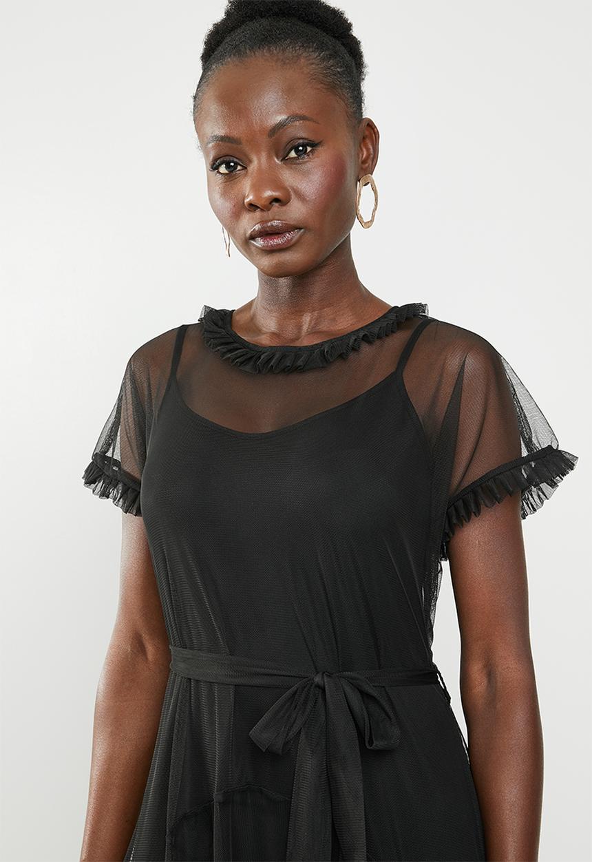 AMANDA LAIRD CHERRY - Phateka sheer maxi dress - black