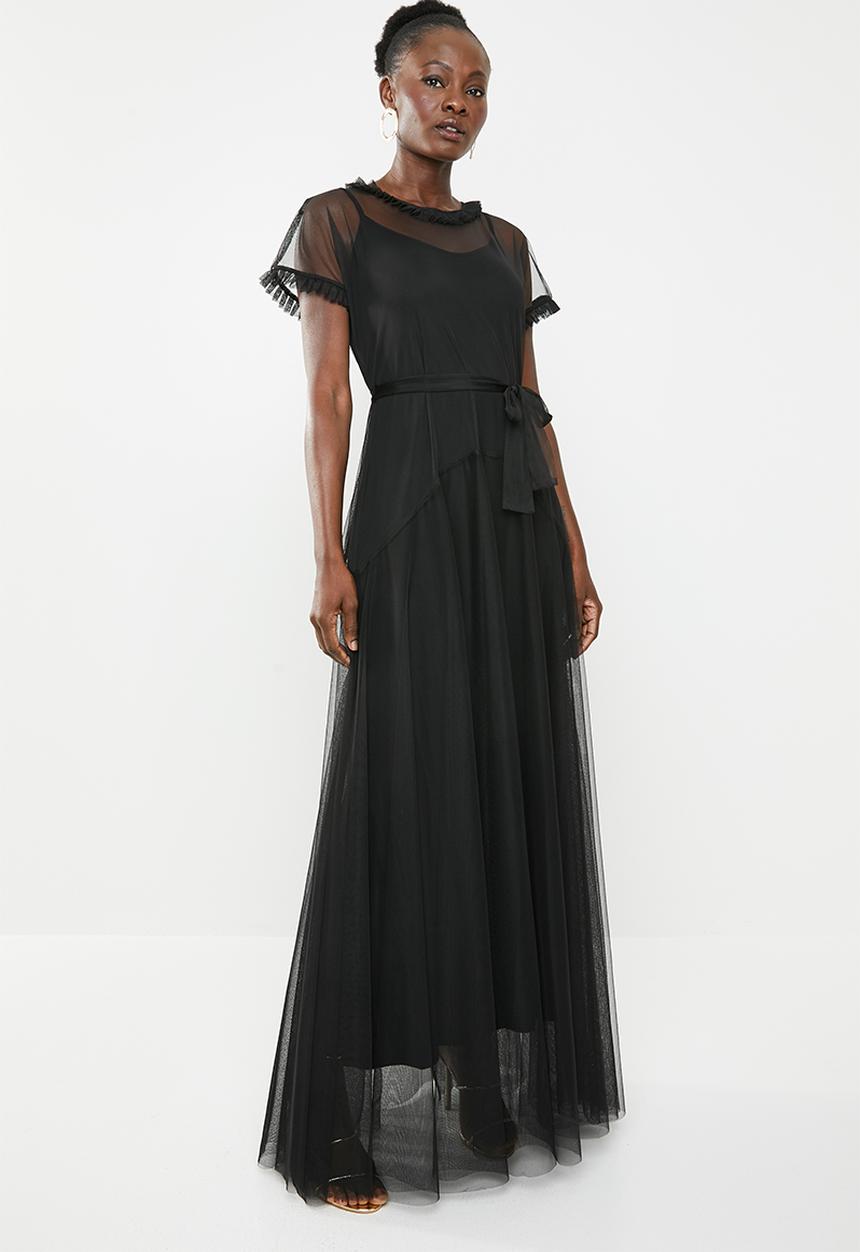 AMANDA LAIRD CHERRY - Phateka sheer maxi dress - black