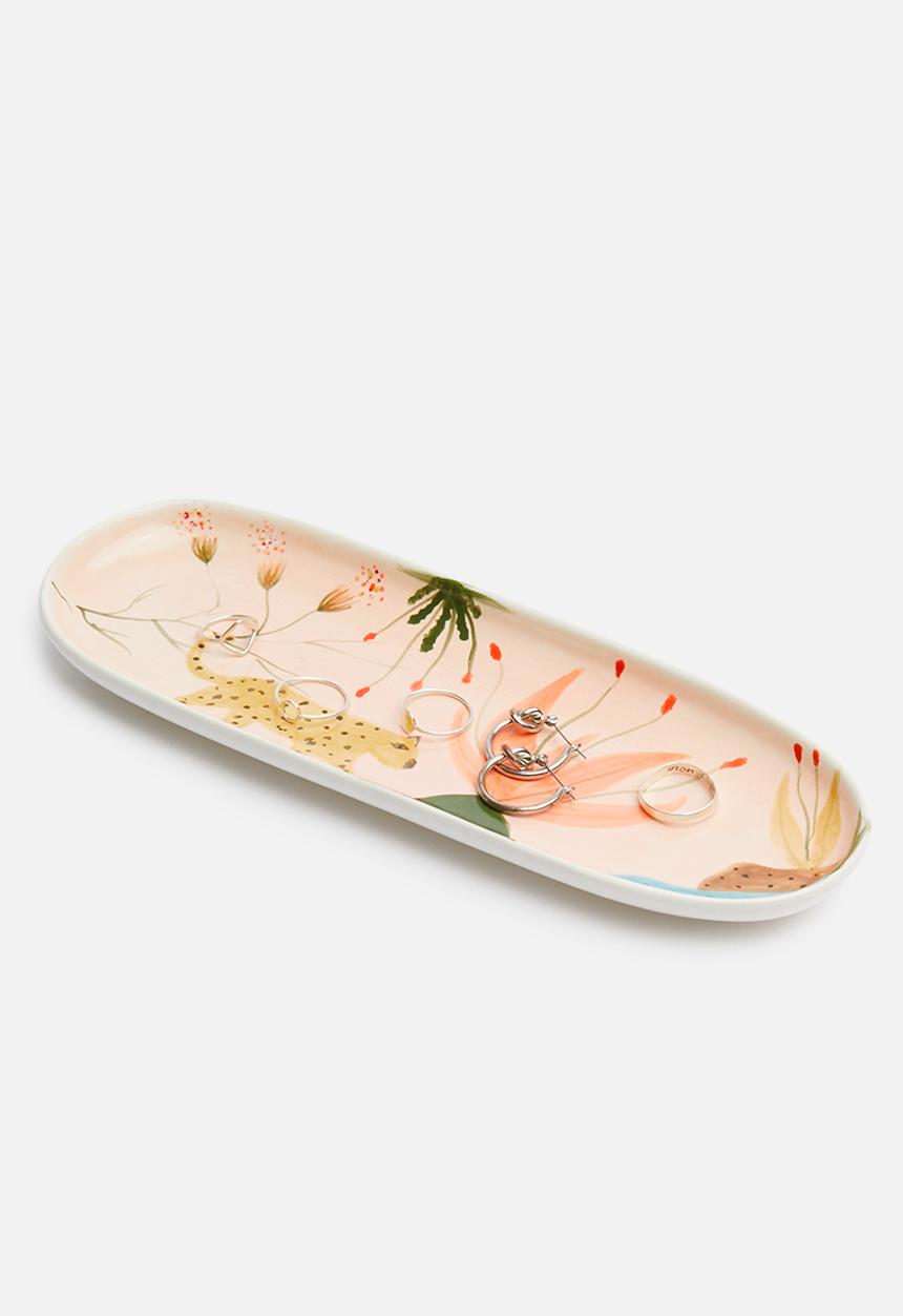 Urchin Art - Oblong tiger trinket tray - multi
