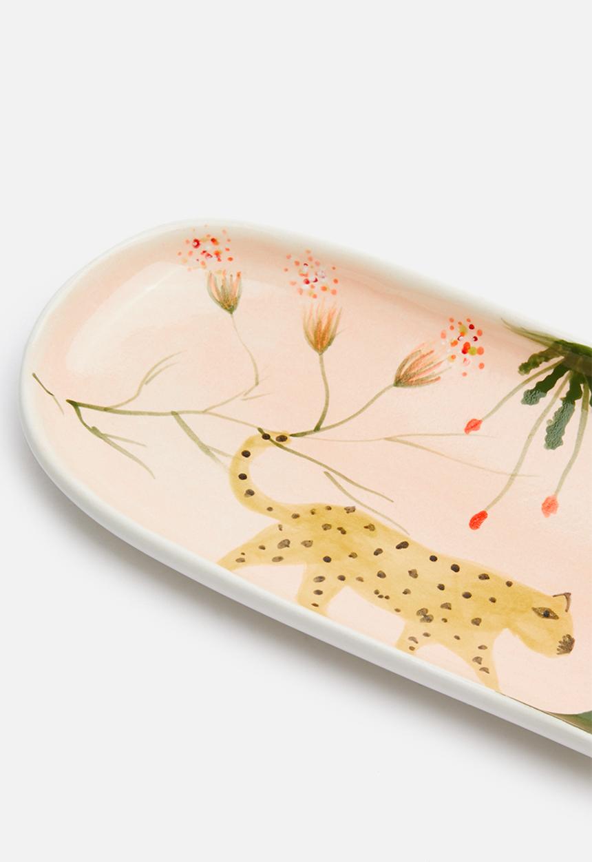 Urchin Art - Oblong tiger trinket tray - multi
