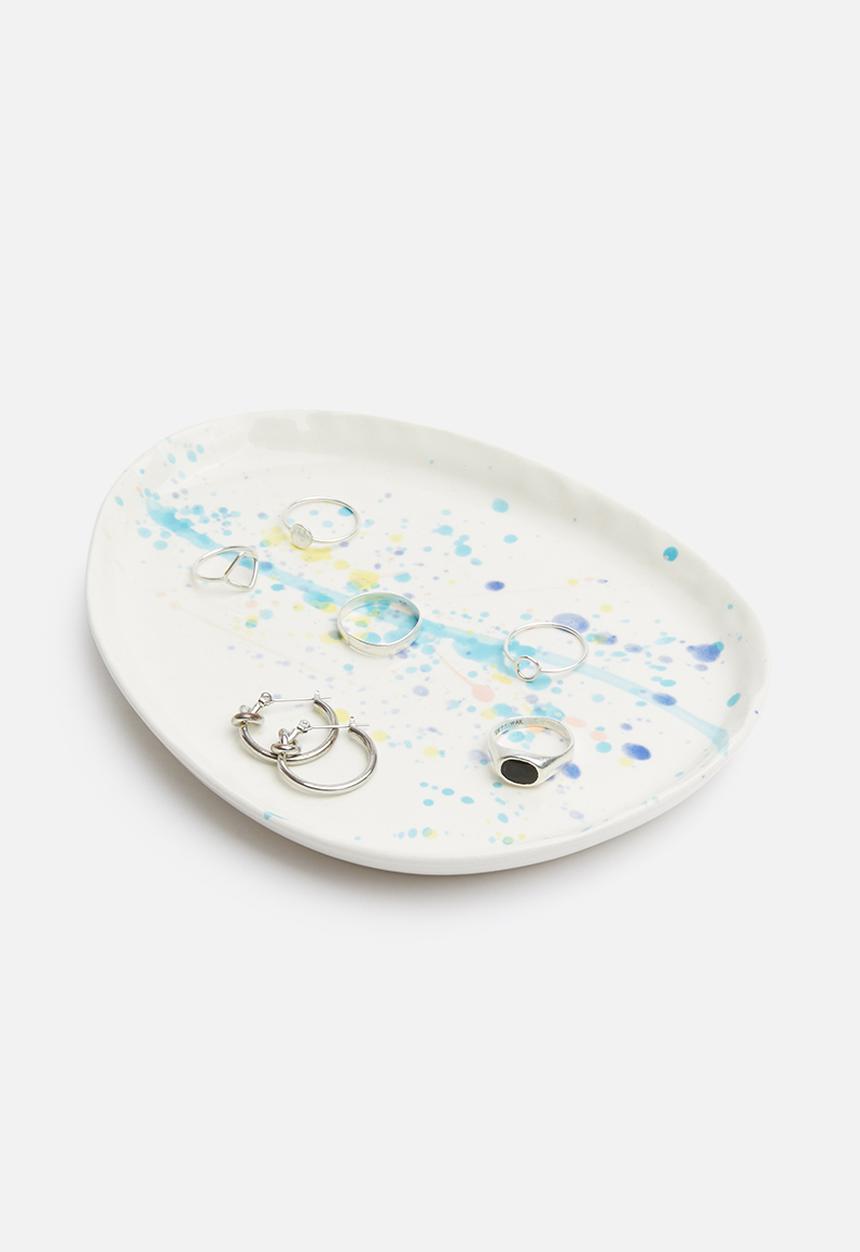 Urchin Art - Oval dribble trinket tray - multi