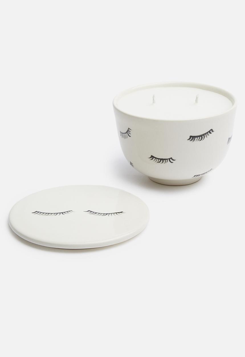 Urchin Art - Lashes candle canister - white & black