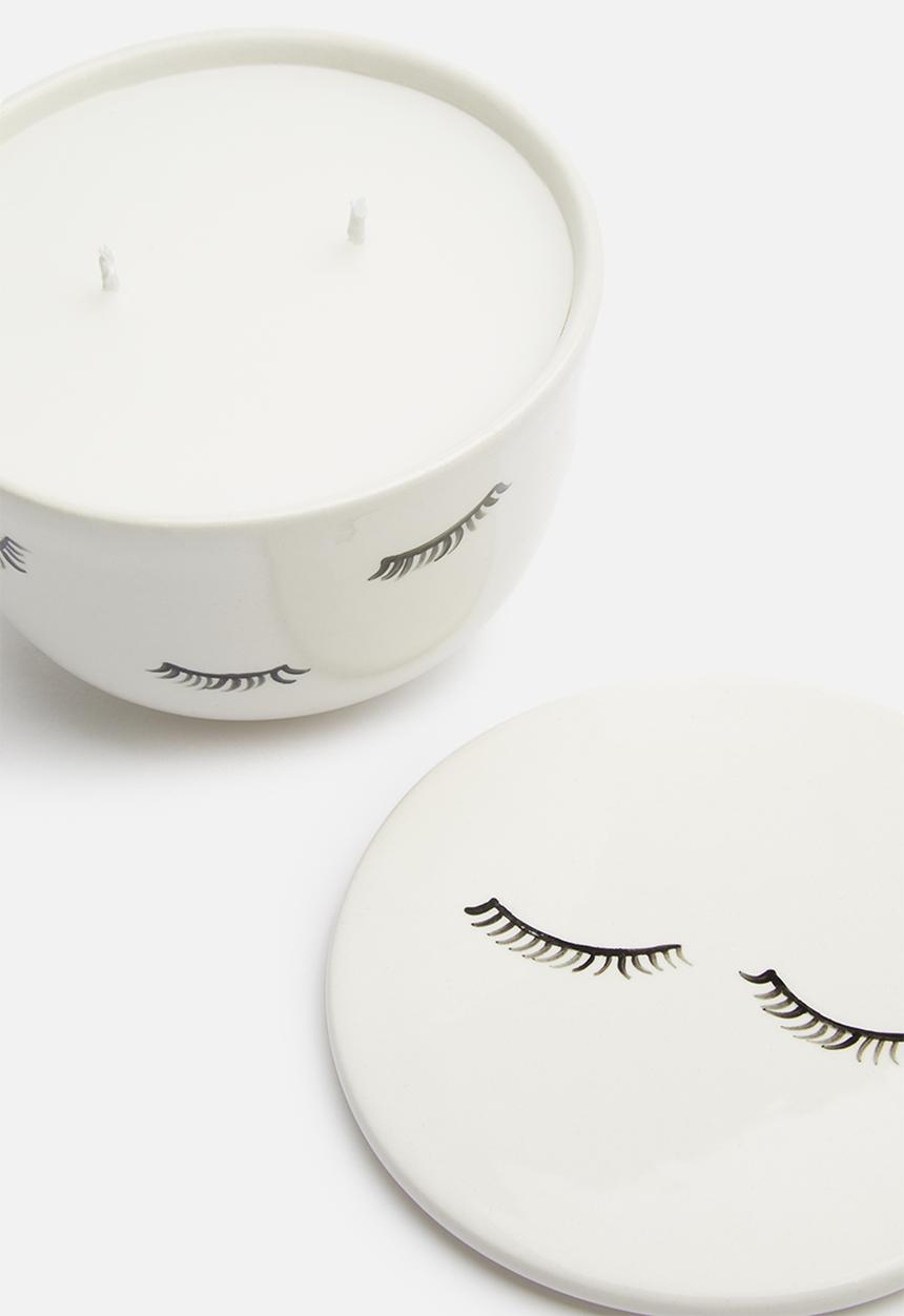 Urchin Art - Lashes candle canister - white & black
