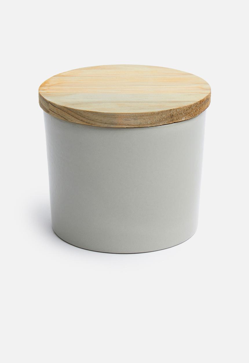 Urchin Art - Wooden lid candle canister - grey