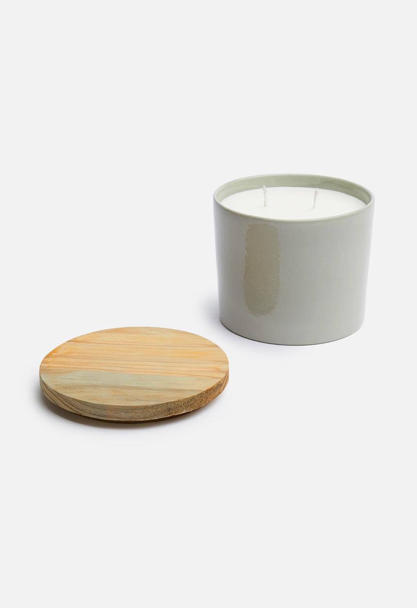 Urchin Art - Wooden lid candle canister - grey