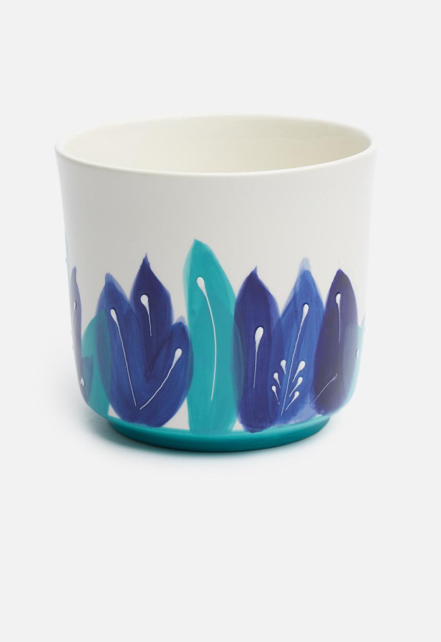 Urchin Art - Borneo outdoor planter - blue & white