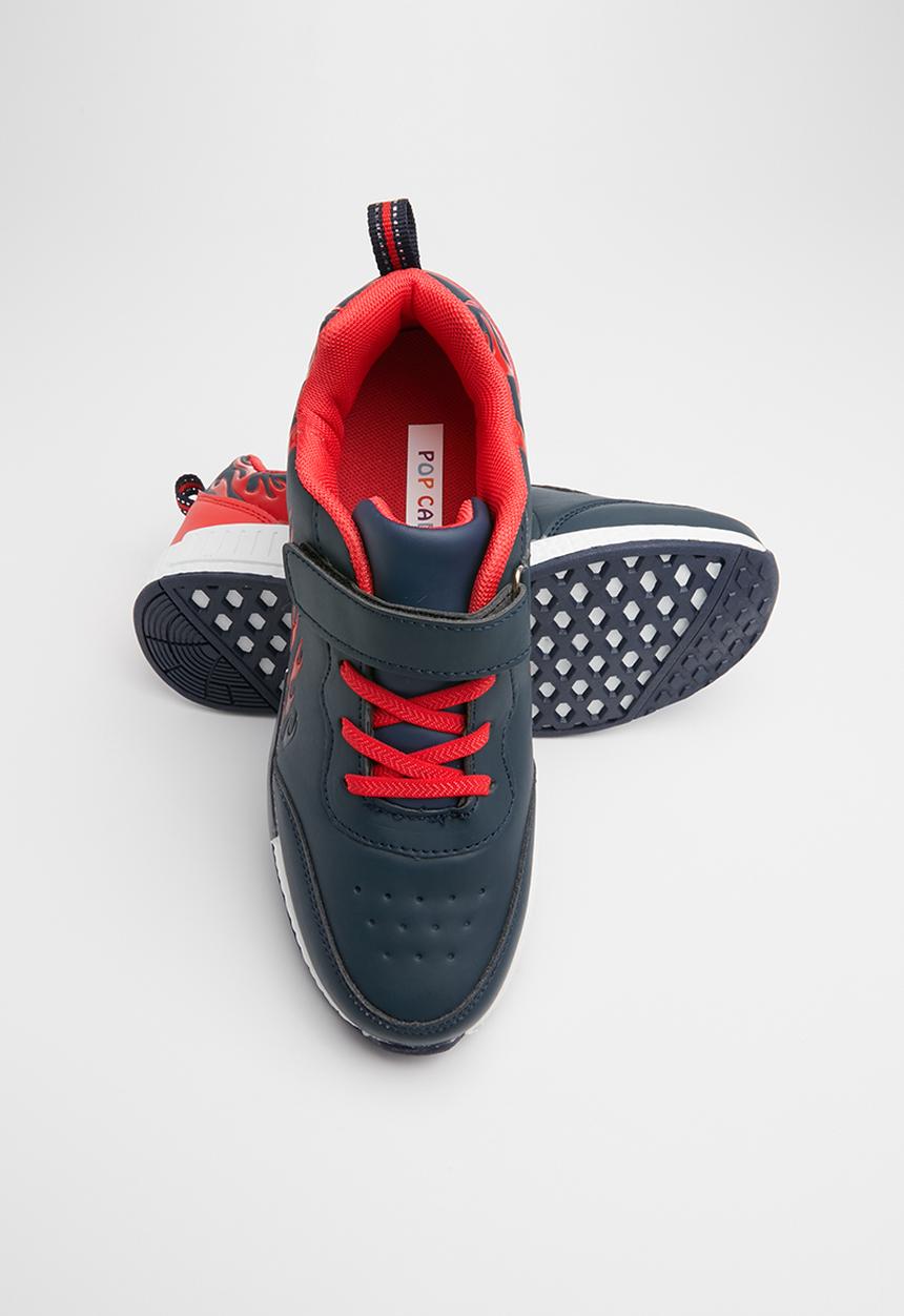 Pop Candy - Flames velcro strap sneaker - navy & red