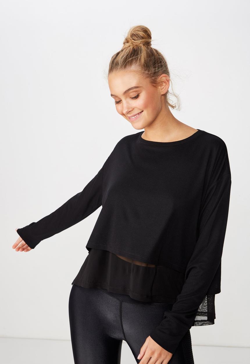 Cotton On - Layered long sleeve top  - black