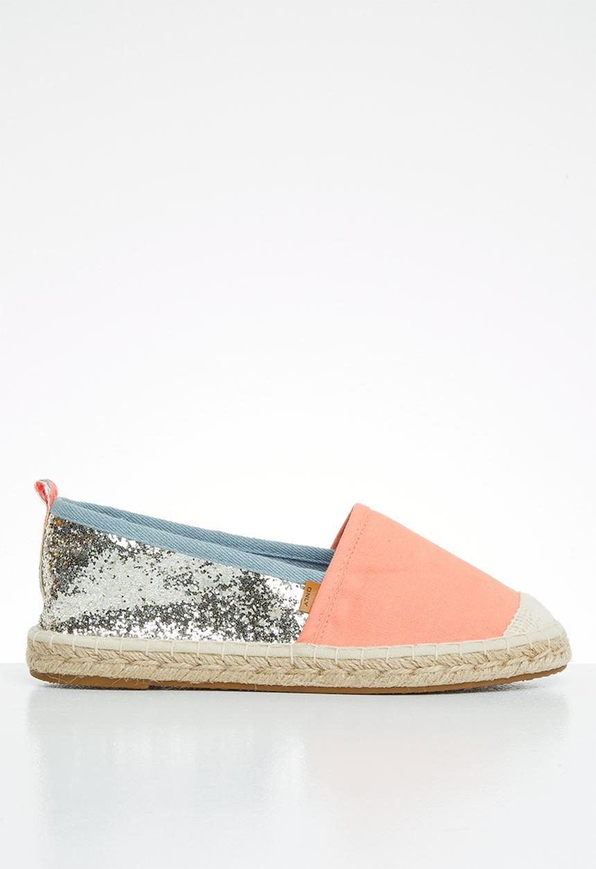 ONLY - Eva glitter espadrillos - peach & silver