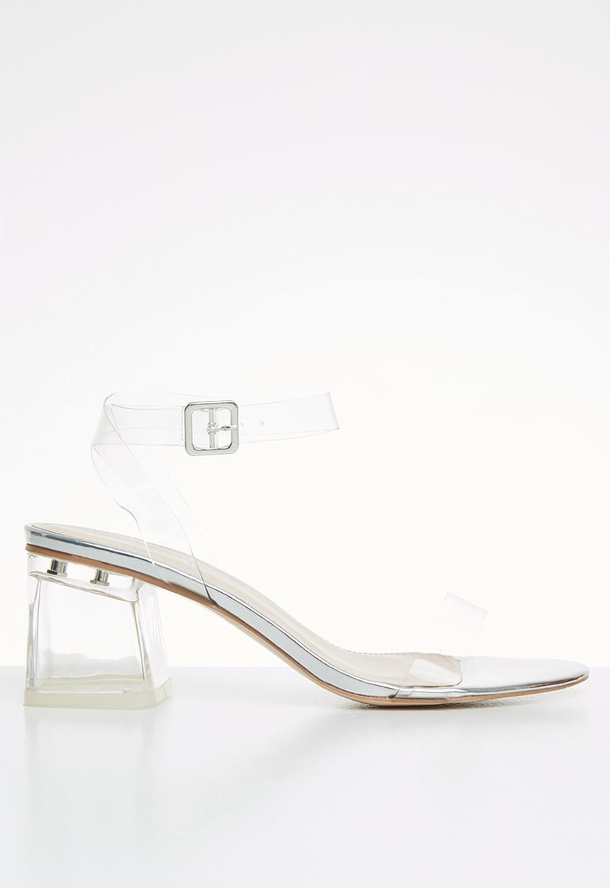 Public Desire - Transparent ankle strap heel - silver