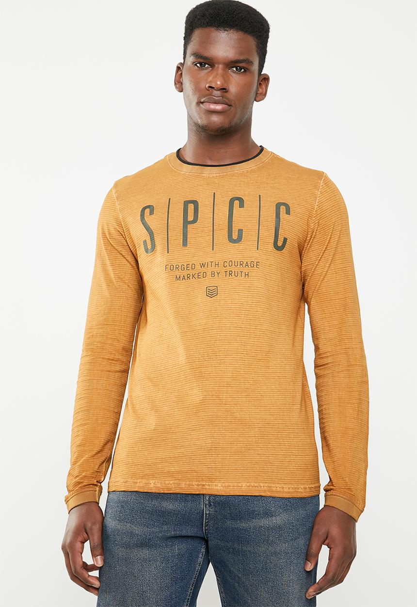 S.P.C.C - Shadow stripe logo tee - mustard