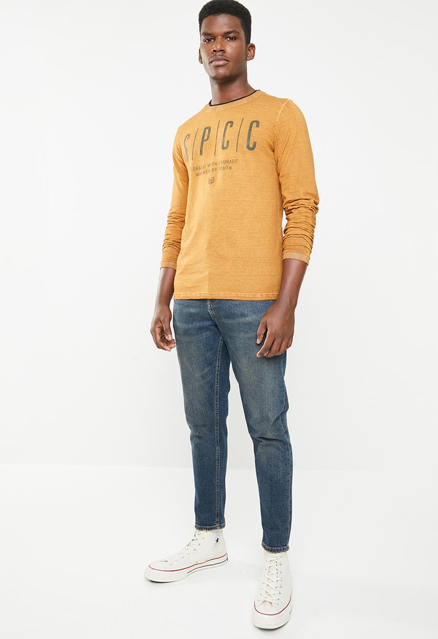 S.P.C.C - Shadow stripe logo tee - mustard
