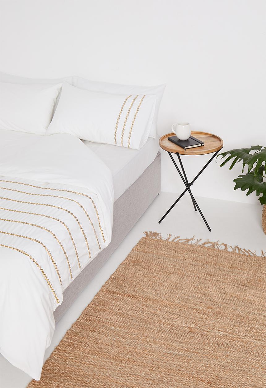 Sheraton Textiles - Sierra embroidered duvet cover set - white & mustard