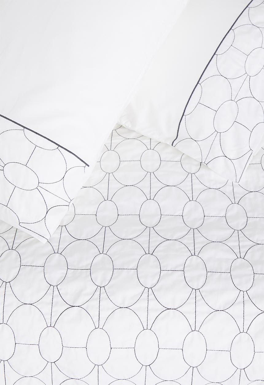 Sheraton Textiles - Cole embroidered duvet cover set - white & grey