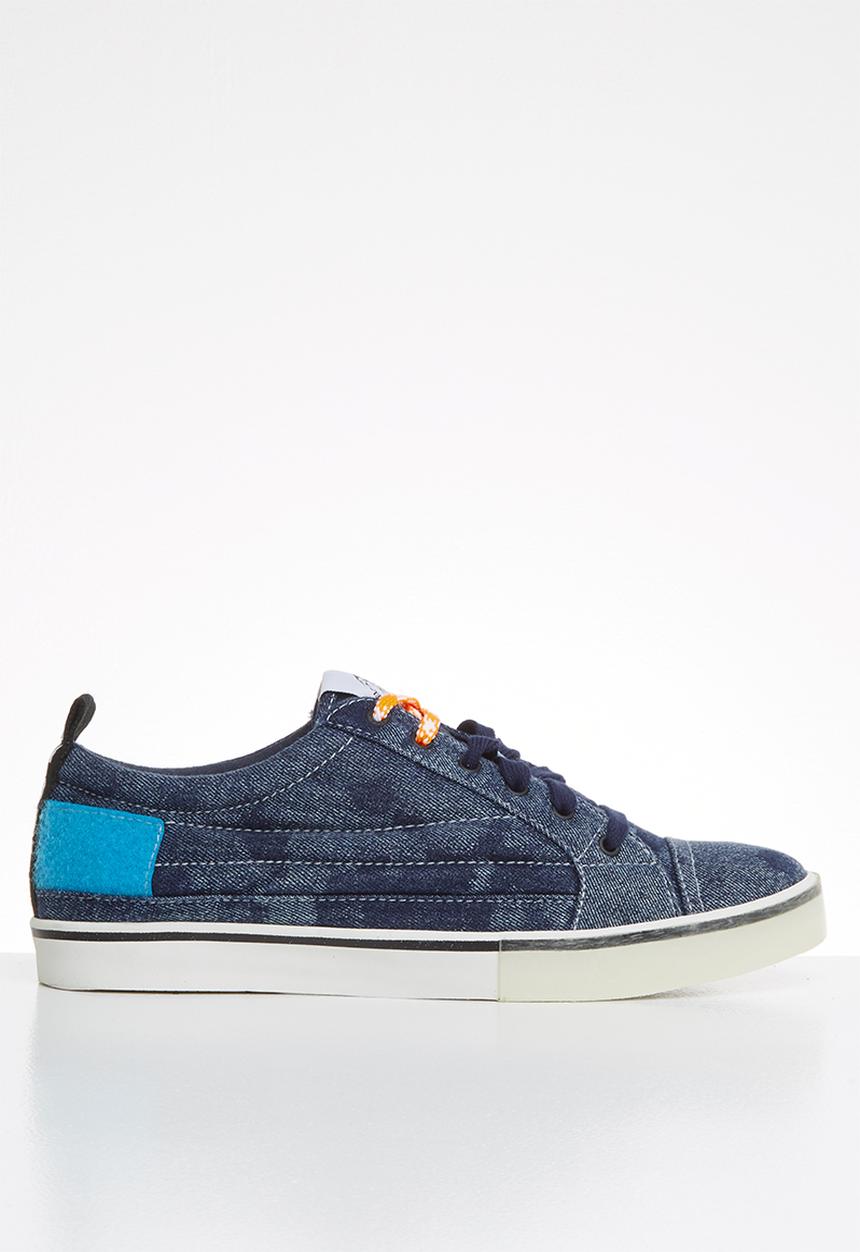 Diesel  - D-velows low patch - indigo & light blue fluo