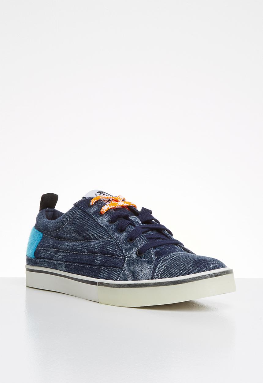 Diesel  - D-velows low patch - indigo & light blue fluo