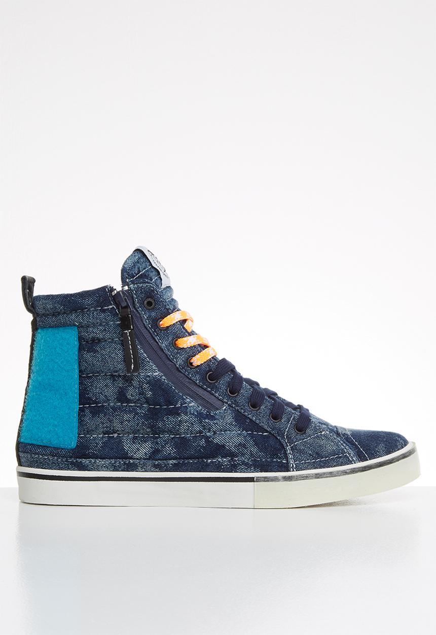 Diesel  - D-velows mid patch - indigo & light blue fluo