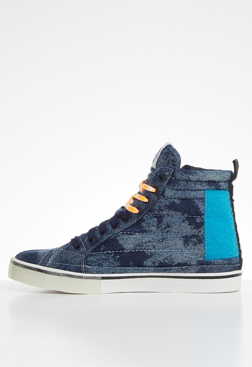 Diesel  - D-velows mid patch - indigo & light blue fluo