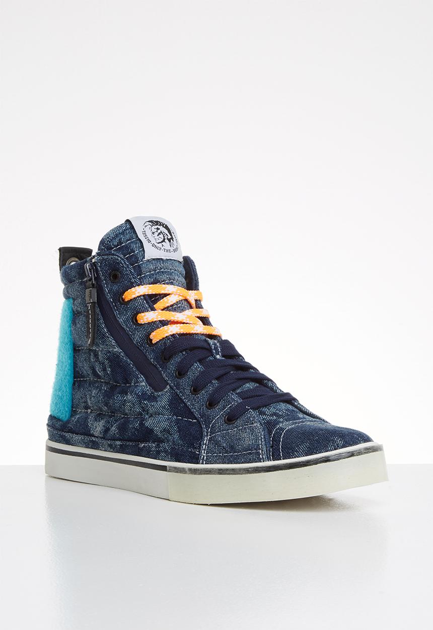 Diesel  - D-velows mid patch - indigo & light blue fluo