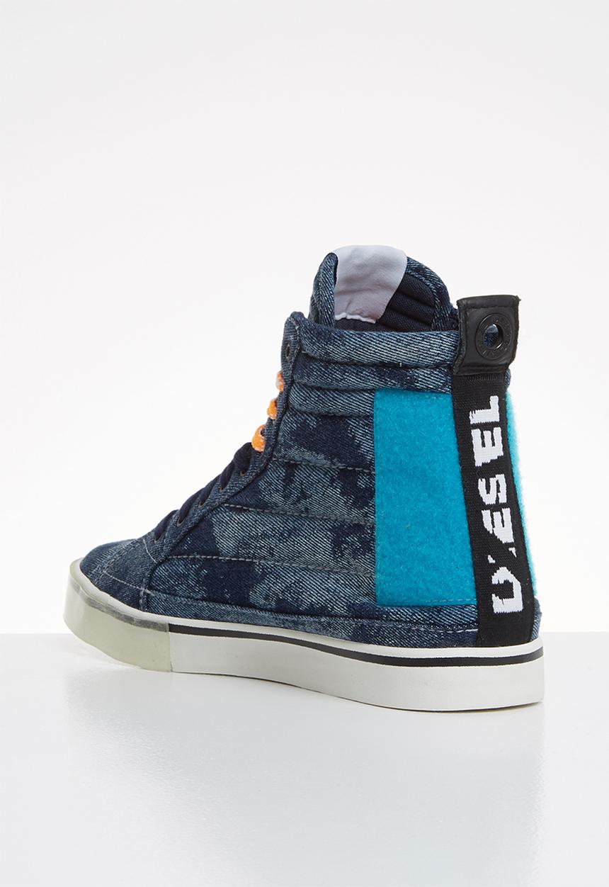 Diesel  - D-velows mid patch - indigo & light blue fluo