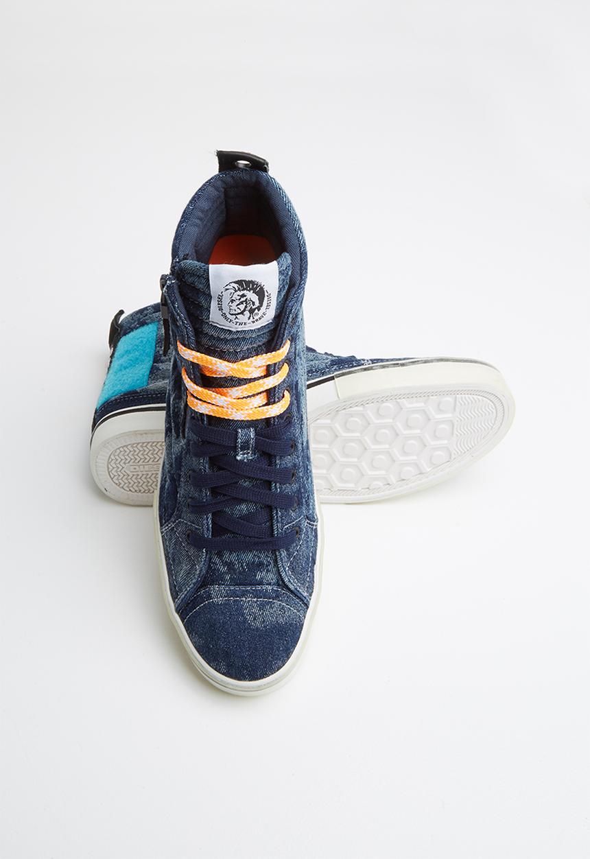 Diesel  - D-velows mid patch - indigo & light blue fluo