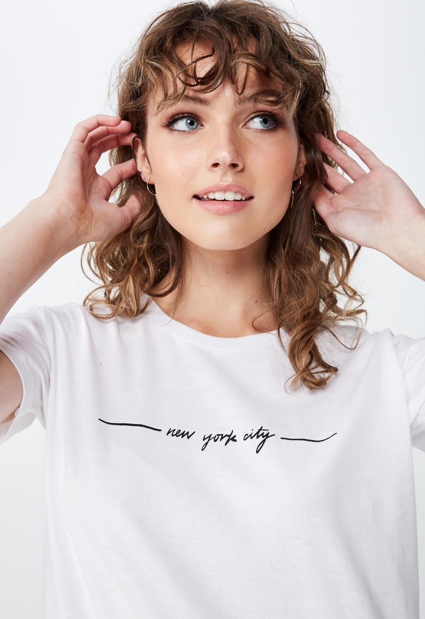 Cotton On - Classic slogan new york tee  - white