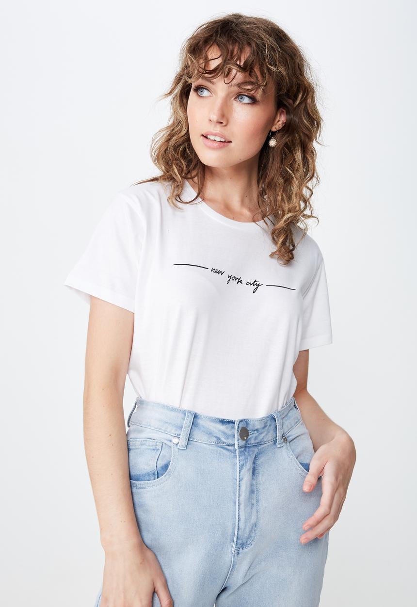 Cotton On - Classic slogan new york tee  - white