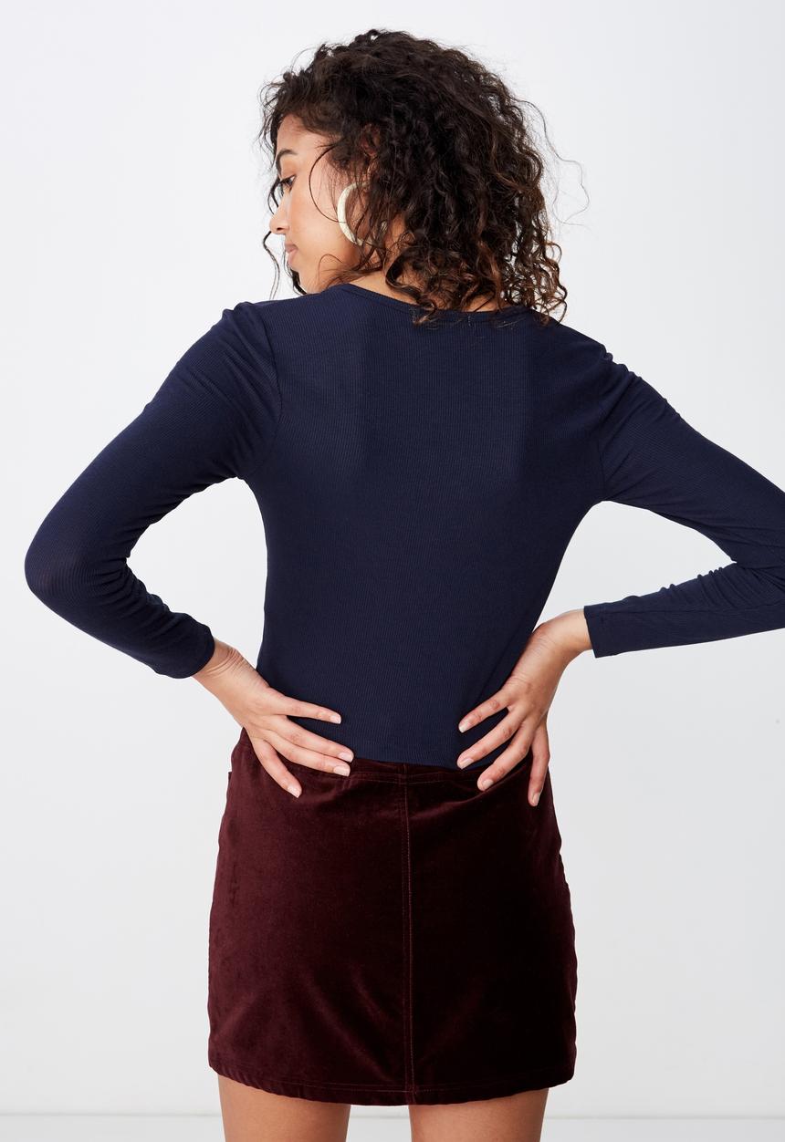 Cotton On - Gemima henley long sleeve top - navy