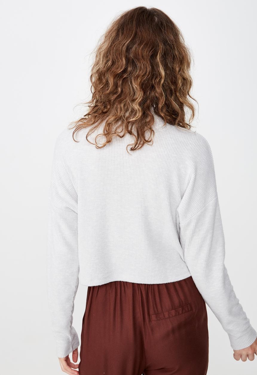 Cotton On - Jasper mock neck textured long sleeve top  - grey