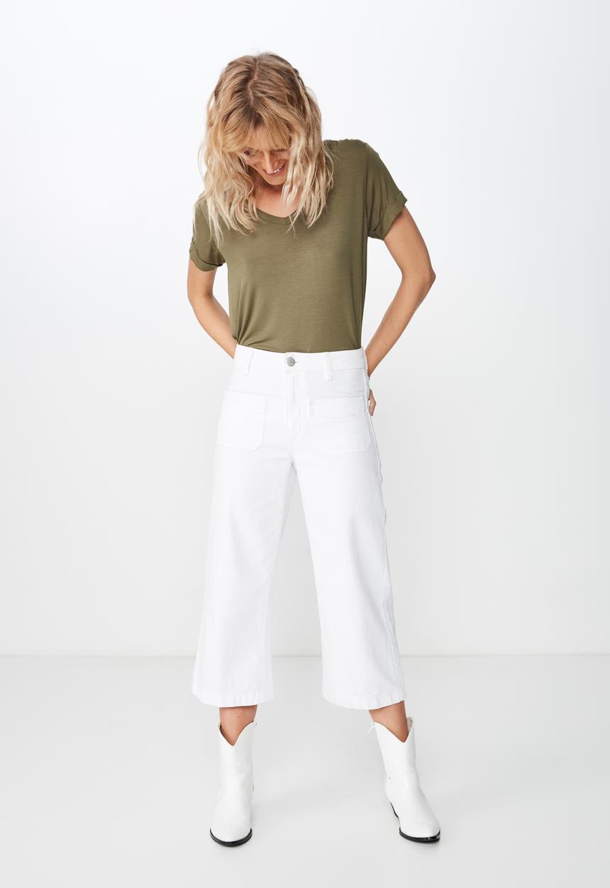 Cotton On - Karly short sleeve v neck top  - green