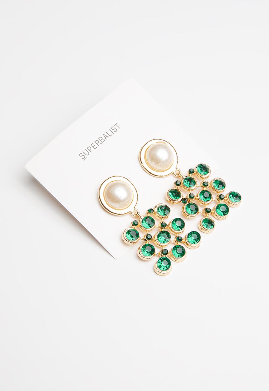Superbalist - Pendant earrings - green & gold