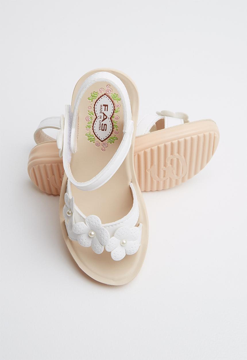 Pop Candy - Flower  detailed sandal - white