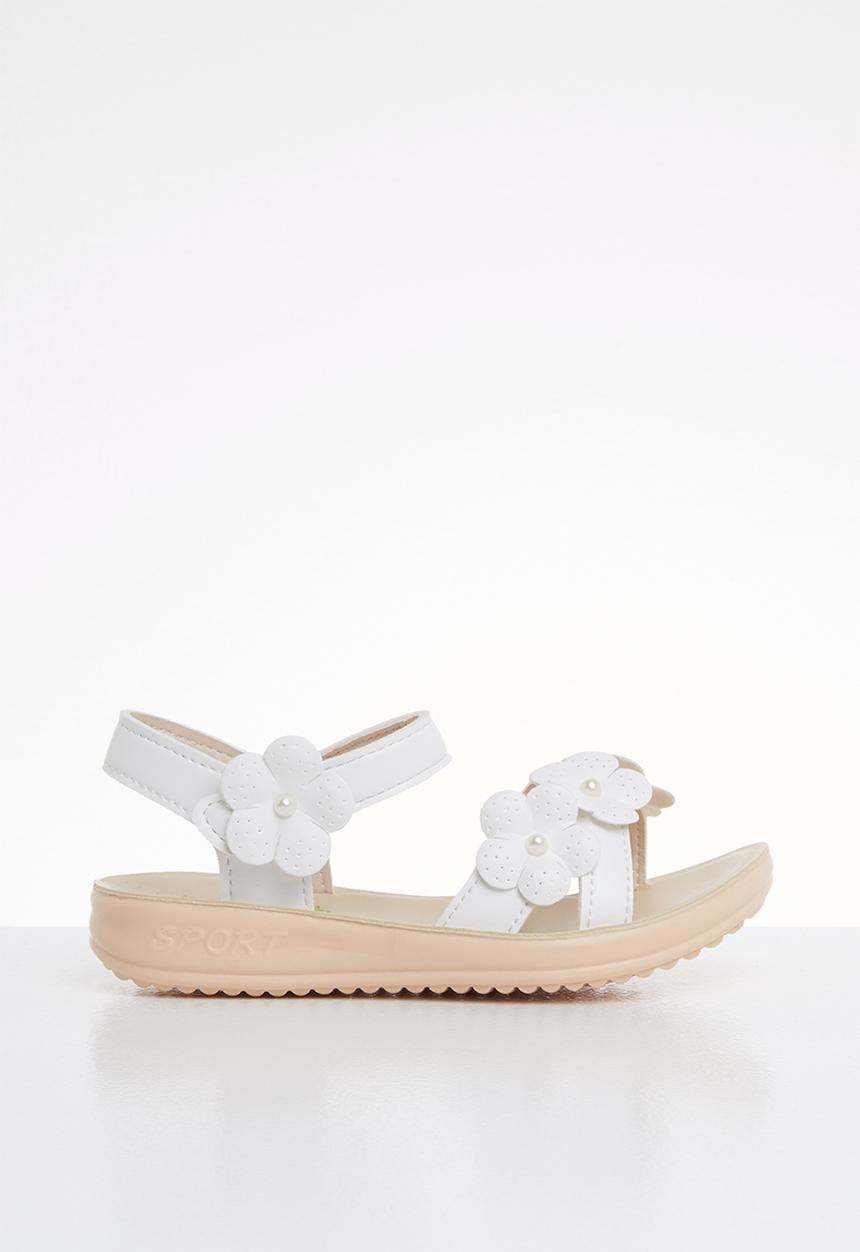 Pop Candy - Flower  detailed sandal - white