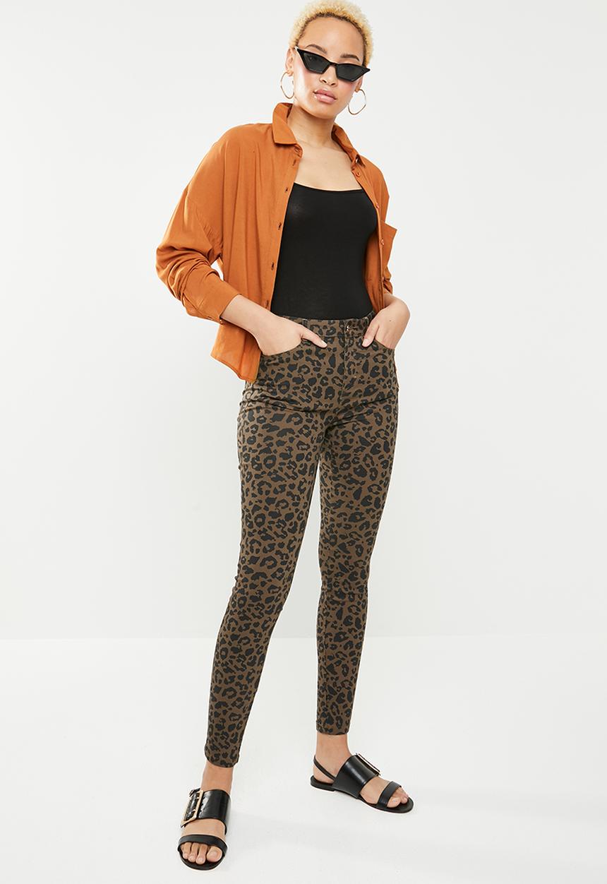 SISSY BOY - Axel leopard print jeans - brown & black 