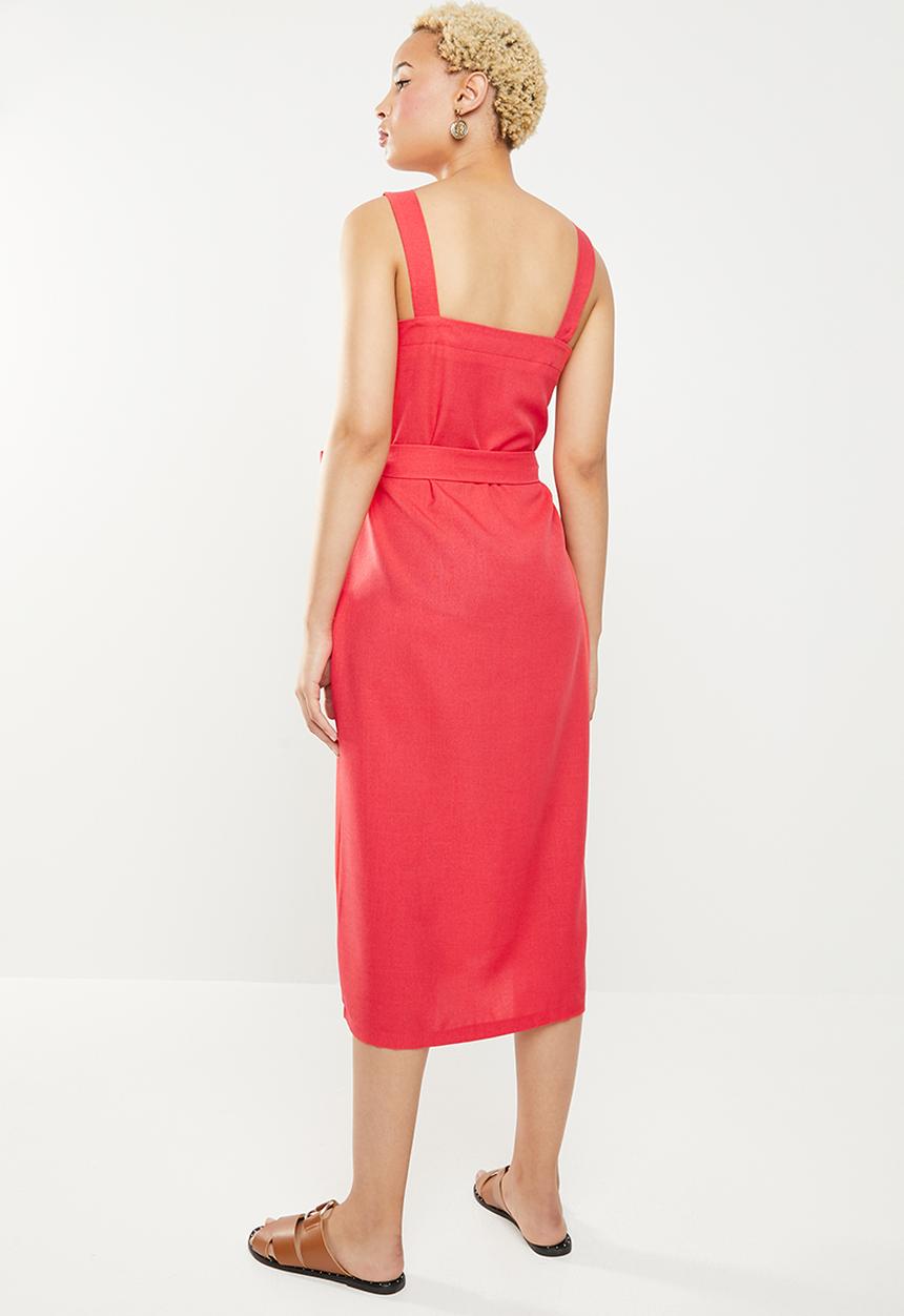 STYLE REPUBLIC - Midi front button dress - red