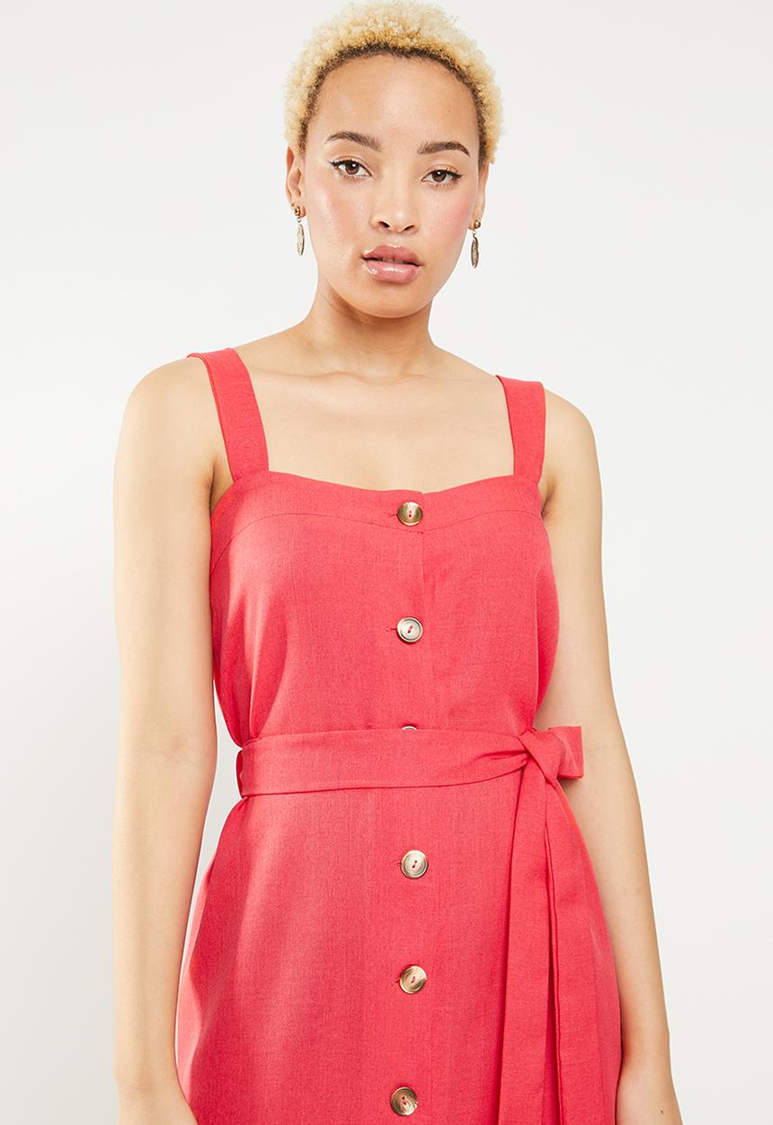 STYLE REPUBLIC - Midi front button dress - red