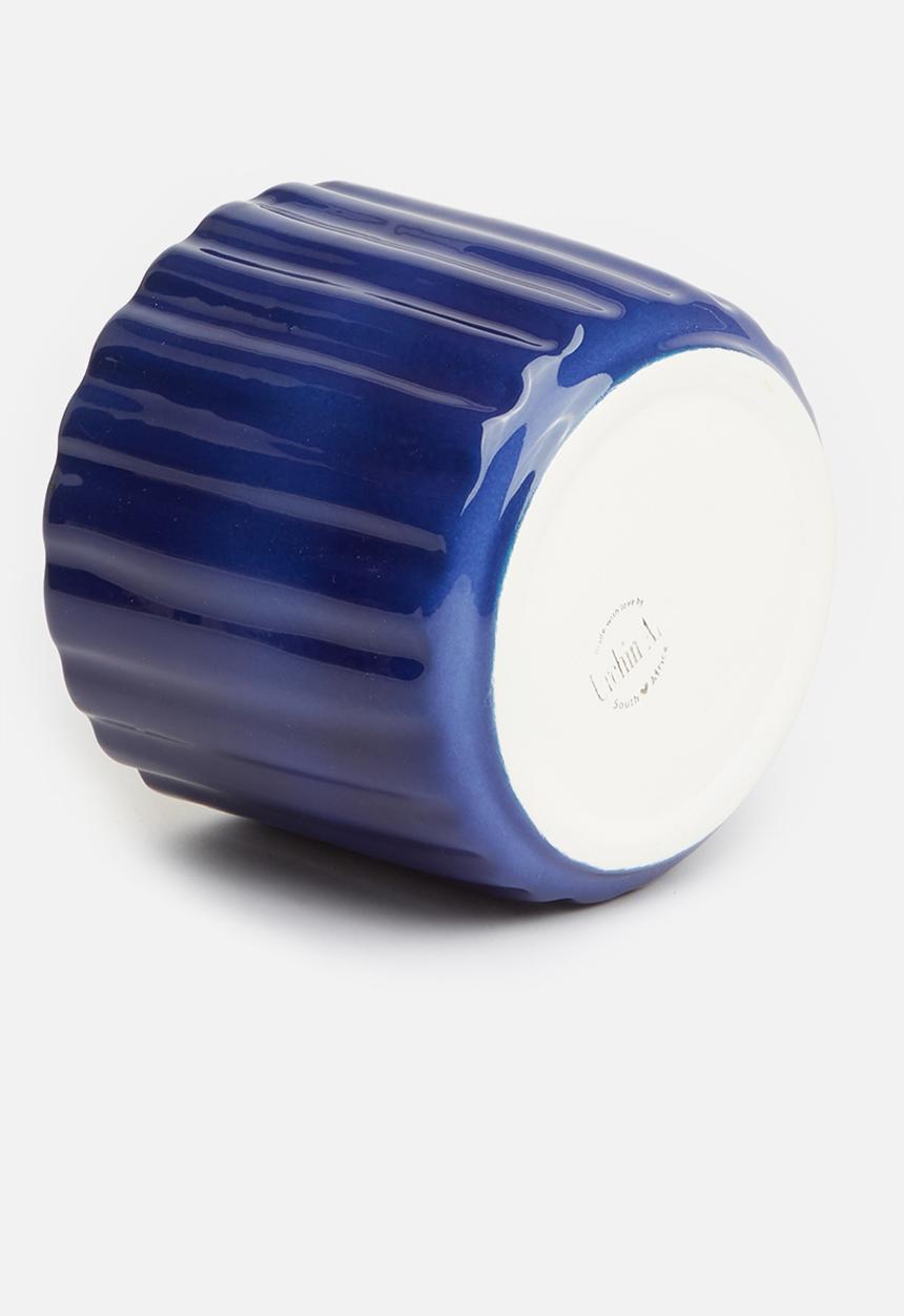 Urchin Art - Lines coco pot - indigo blue