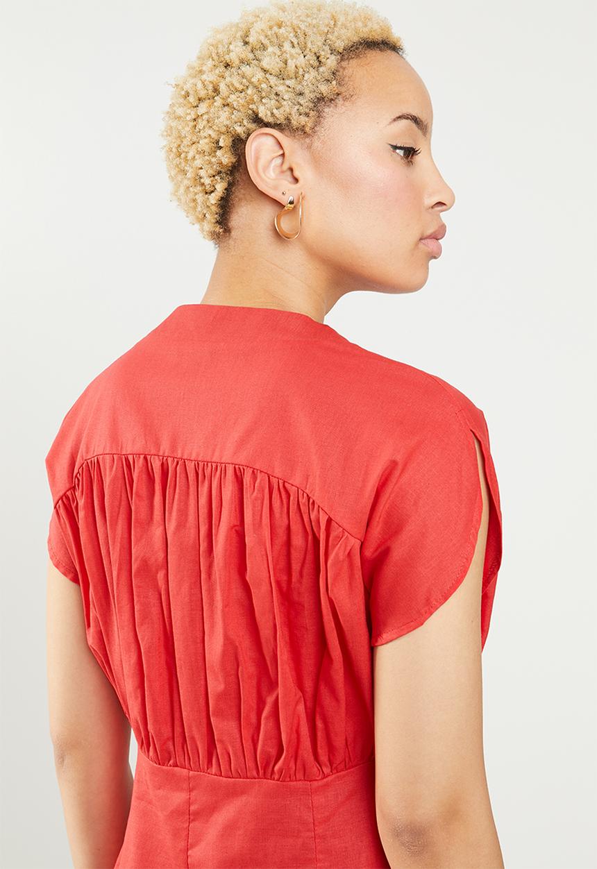 c(inch) - Front button mini dress - red