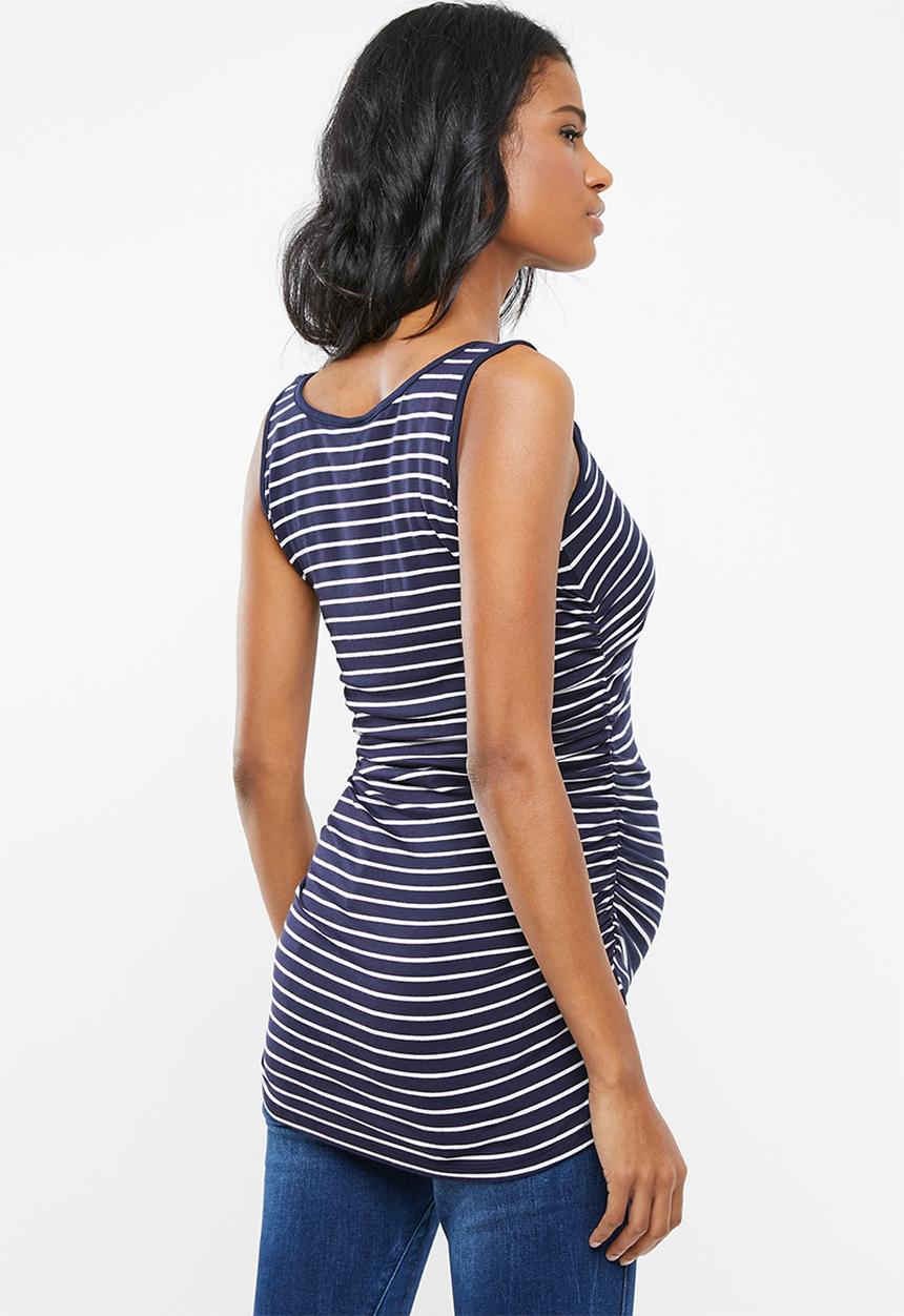 Cherry Melon - Tank top with side detail - navy & white