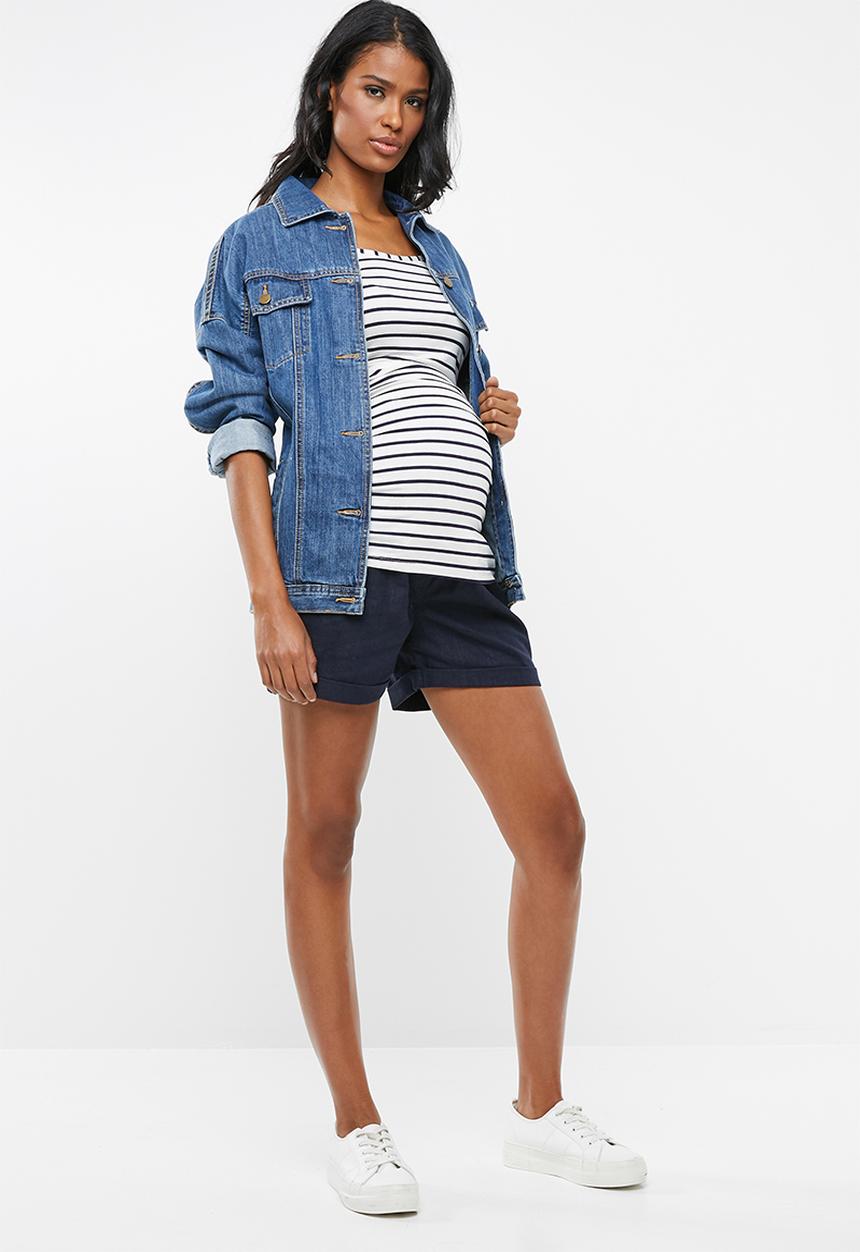 Cherry Melon - Maternity Tank top with side detail - white & navy
