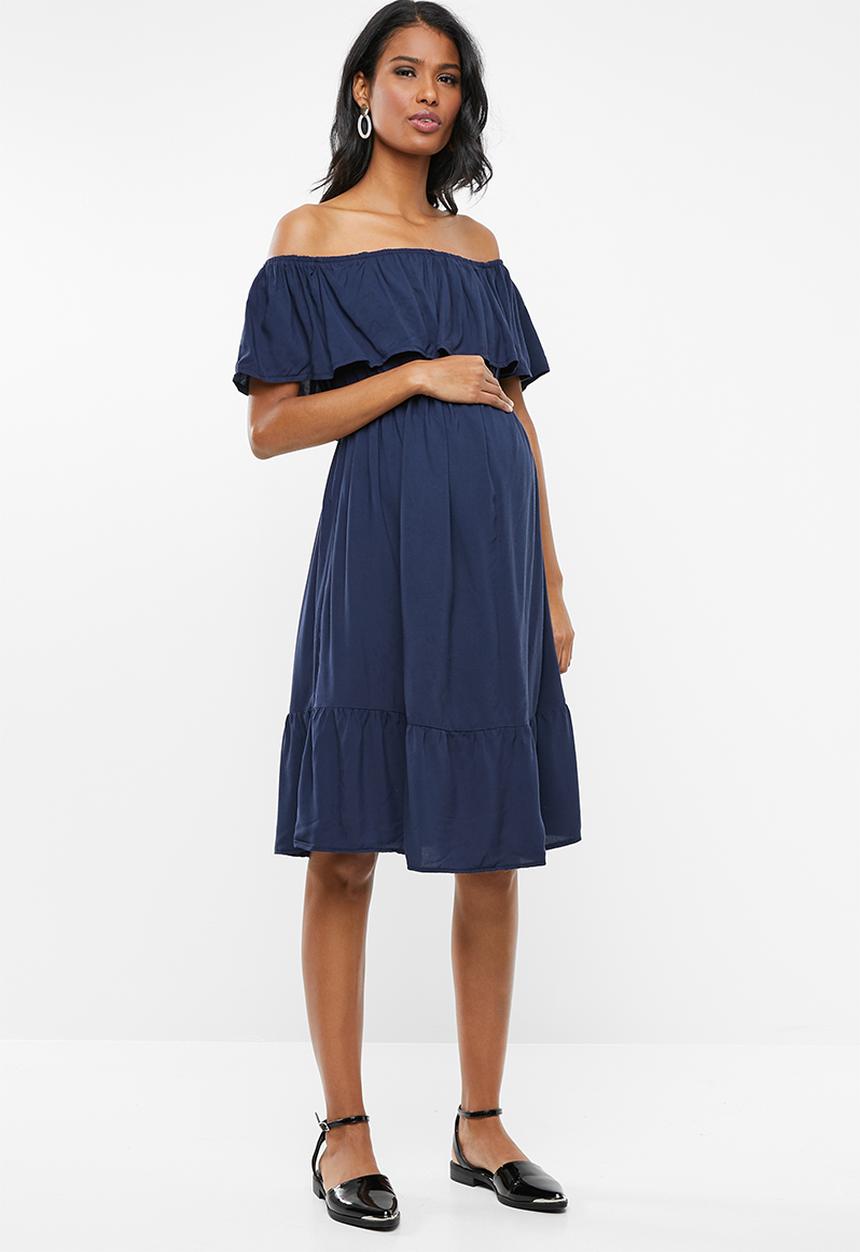 edit Maternity - Bardot frill dress - navy
